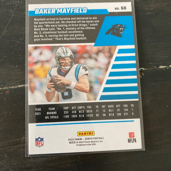 Baker Mayfield panthers card zenith z football card - Picture 2 of 2